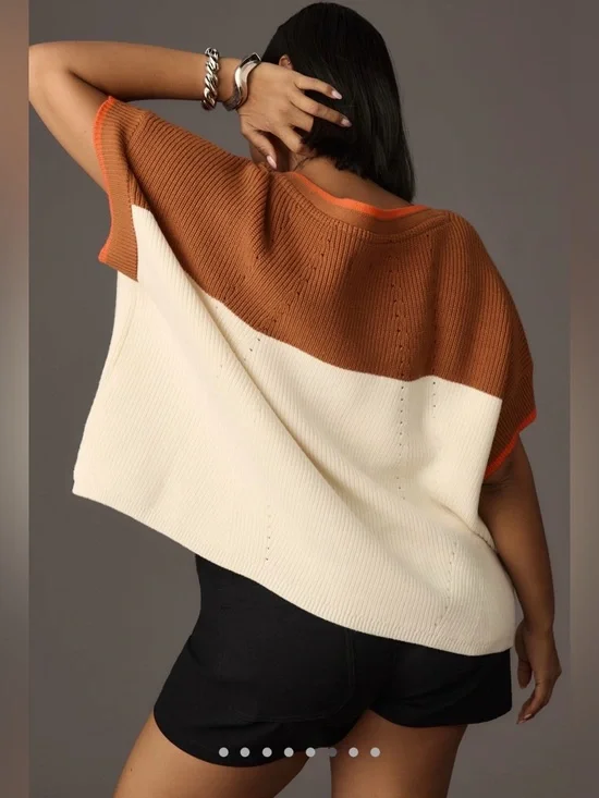 Anthropologie Maeve Rust Orange Ribbed Knit Sweater - Picture 2 of 5